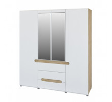 Четырехстворчатый шкаф для одежды и белья с зеркалом в спальню Леонардо МН-026-09